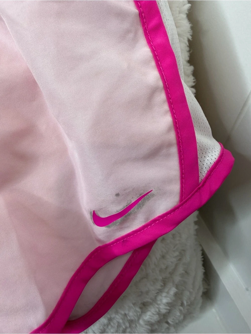 Nike girl Light Pink Athletic Shorts with Bright Pink Trim